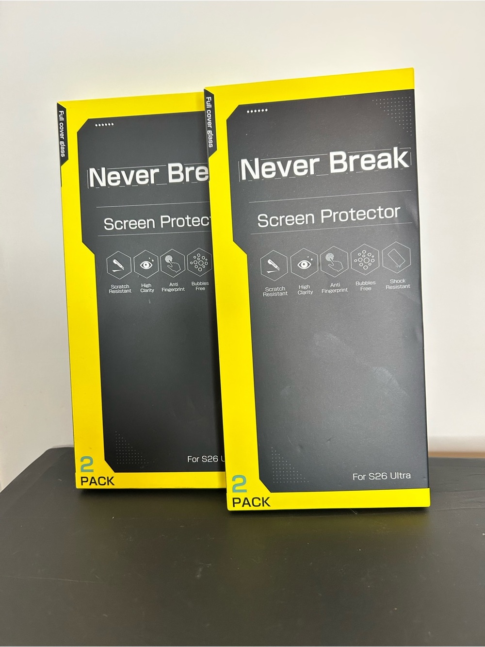 Never Break Screen Protector Pack - Yellow & Black - 2 Pack